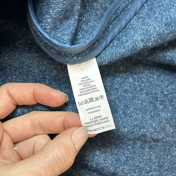 L.L. Bean Bellandi  Blue Button Up Asymmetric Wool Blend Jacket Coat Women LP - Picture 8 of 9